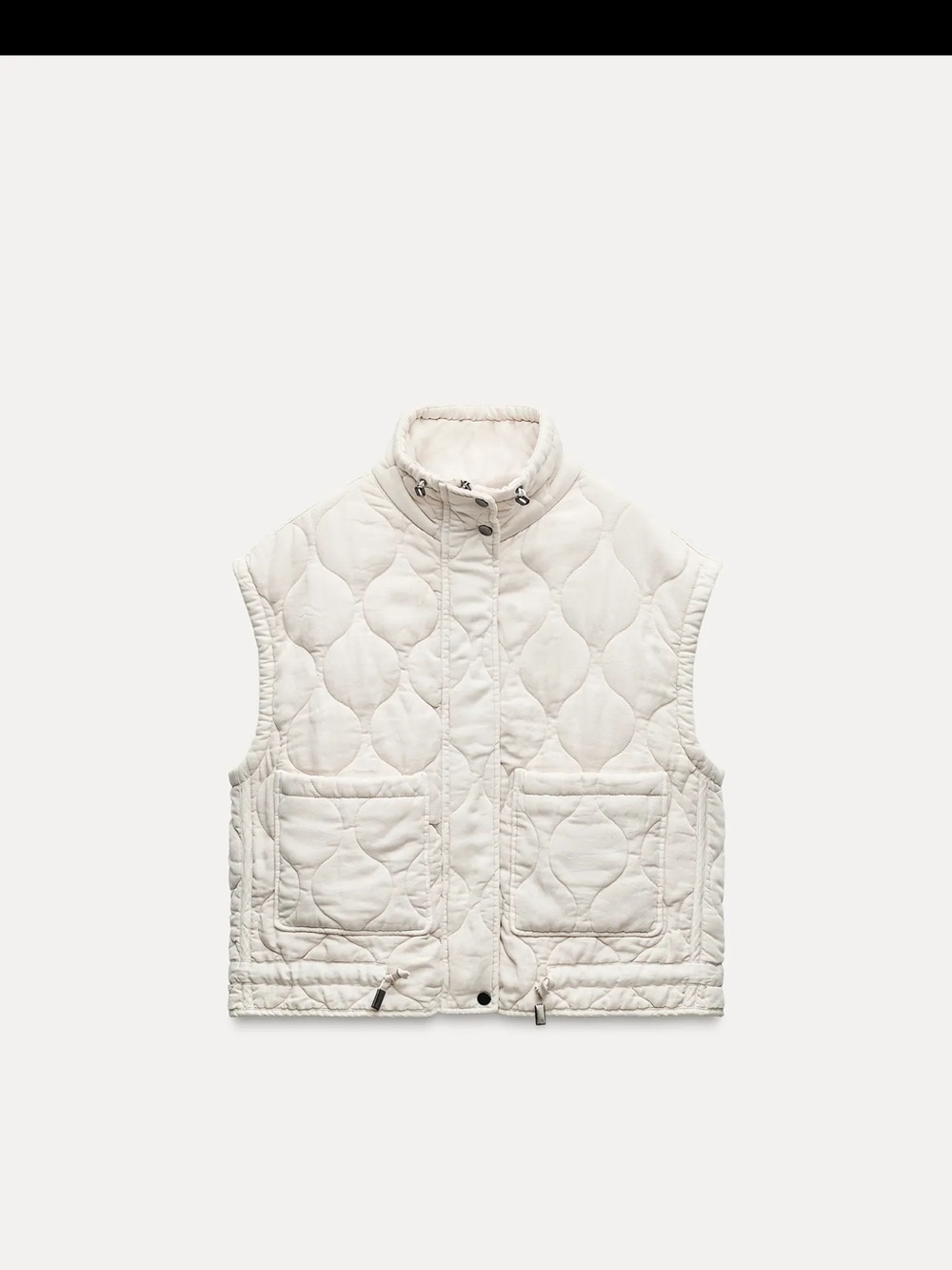 Zara Quilted Sleeveless Puffer Vest - Cream